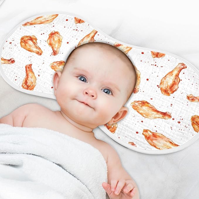 vvfelixl Muslin Burp Cloths Roast Chicken Wing Baby Washcloths for Baby Girl Boys 2 Pack