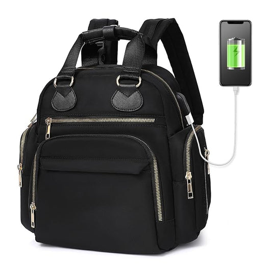 Diaper Bag Backpack Travel Baby Bag with Changing Pad,13 Pockets, Insulated Pockets,USB Charging Port,Baby Shower Essentials,Black