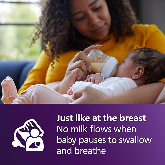 Philips Avent Natural Baby Bottles with Natural Response Nipples (Slow Flow, Flow 2), 4oz, 2-Pack, SCY900/02