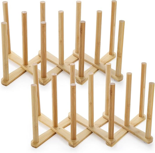 Lawei 2 Pack Bamboo Bottle Drying Rack, Retractable Bottle Cup Dish Drying Rack, Plastic Bag Dryer Rack and Portable Drainer Stand Holder for Water Bottles, Plate, Cup, Pot Lid, Cutting Board