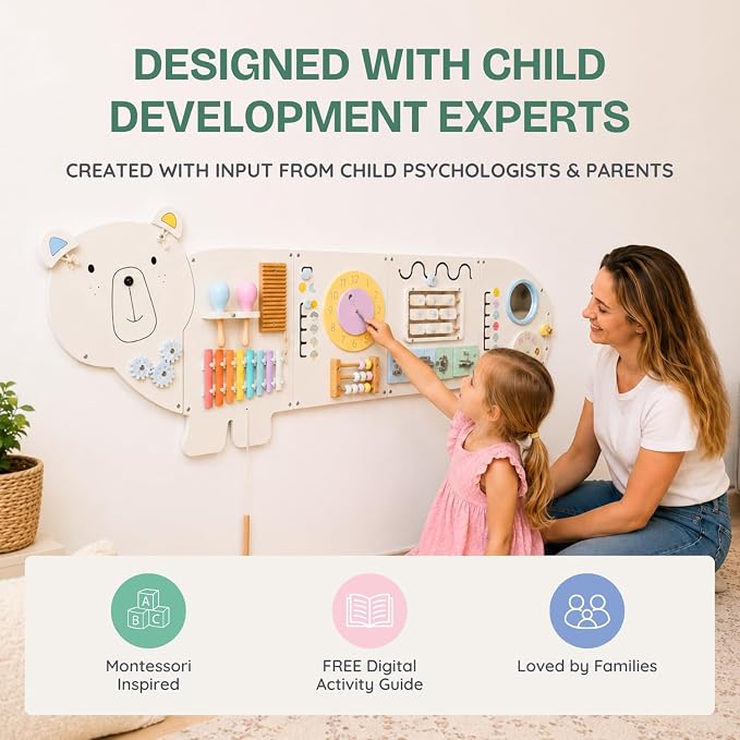 Sensory Wall Panel for Kids – Toddler Learning Activity Center - Emotional Development & Fine Motor Skills – Toddler Learning Activity Center- Busy board Montessori toys