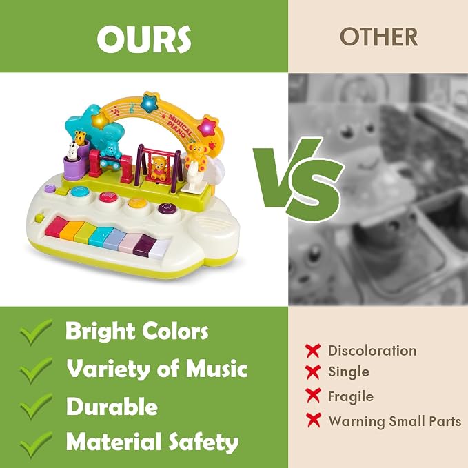 Baby Piano Toys for 1+ Years Old Birthday Gifts Animal Light Up Musical Toy Music Toy Instruments Piano Keyboard Toy for Toddlers Infant Learning Educational Interactive Toys 3+ Months