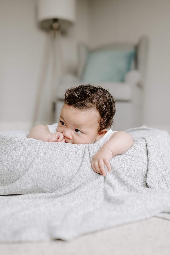 aden + anais Snuggle Knit Baby Swaddle Blanket for Newborn Girl and Boy, Versatile Stroller Cover, Burp Cloth, Nursing Shield, 47 x 47 Inch, Heather Grey