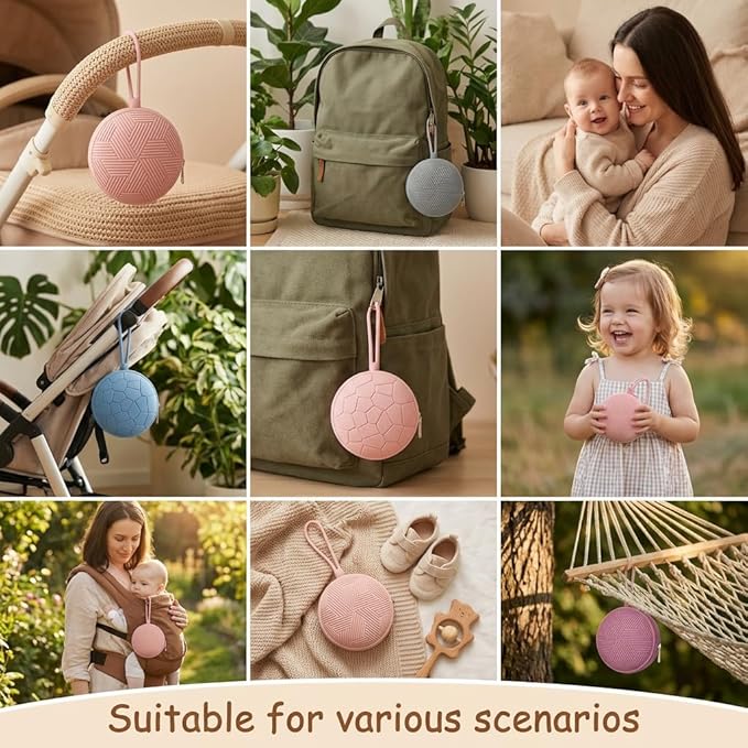 Smlpuame 4 Pack Pacifier Holder Case Set,2 Silicone Portable Pacifier Cover Pouch Bag for Diaper Bags Baby Carriage with 2 Transparent Pacifier Storage Container Box,Easy to Clean,(Pink & Grey)