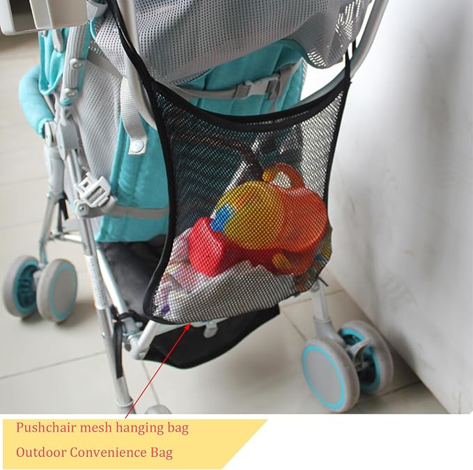 Universal Baby Stroller Organizer，with Heightened Insulated Cup Holder,Detachable Phone Bag,Shoulder Strap and Mesh Bag，Fits Most Strollers.
