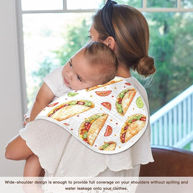 vvfelixl Cartoon Spicy Mexican Tacos Burp Cloths for Baby Boy Girls Baby Washcloths Burp Rags 1 Pack