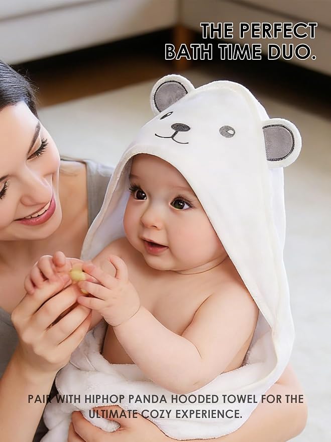 HIPHOP PANDA Baby Washcloths, Rayon Made from Bamboo - 2 Layer Ultra Soft Absorbent Newborn Bath Face Towel - Reusable Baby Wipes for Delicate Skin - Yellow, 6 Pack