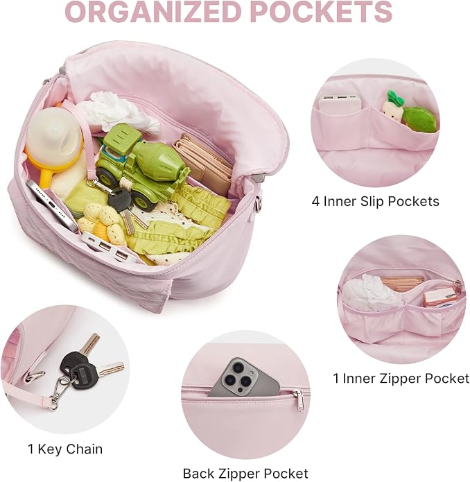 G4Free Small Diaper Bag with Portable Changing Pad Nylon Crossbody Purse Bum Bags with Wipe Pocket Women