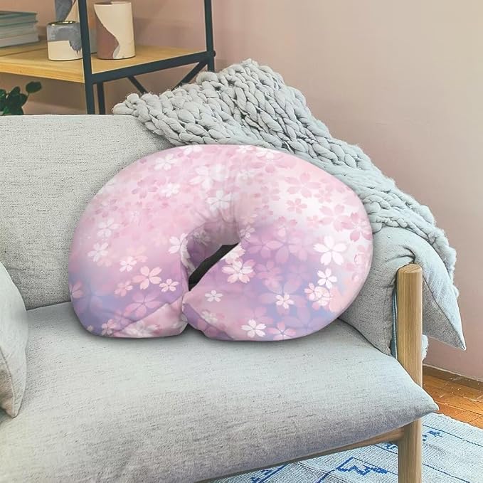 Nursing Pillow Cover for Baby, Comfy Removable Breast Feeding Pillow Cover, Pink Cherry Blossom Nursing Pillow Cases Fit Standard Nursing Pillow