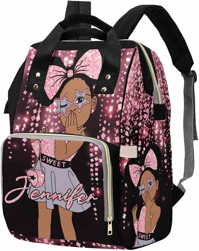 M YESCUSTOM Custom Name Diaper Bag Backpack for Women Portable Diaper Bags Mothers Day Gifts Personalized Cute Mommy Nursing Daypack for Women Green Travel Diaper Waterproof Backpack