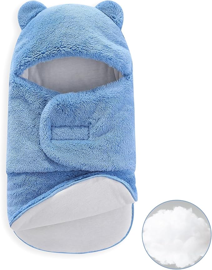 AiWMGL Baby Swaddle Blanket Boys Girls 3-6 Months Fleece Thicken Winter Warm Adjustable Newborn Swaddling Wrap Soft Sleeping Sacks Infant