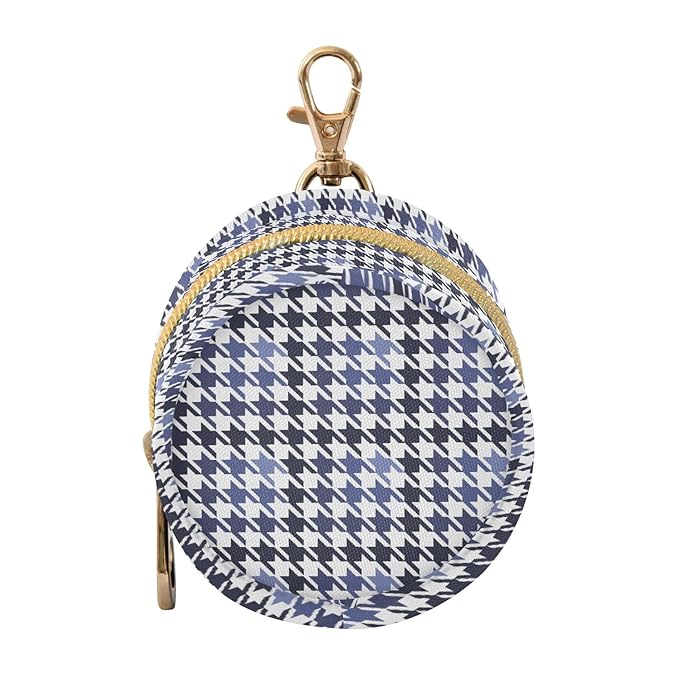 Houndstooth Purple Blue Pacifier Holder Case Newborn Pacifier Storage Pouch for Boys Girls Easy Attach to Diaper Bag Portable Baby Essentials Container
