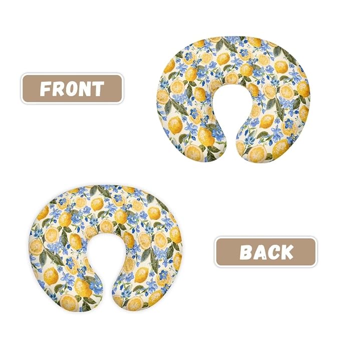 Lemon Floral Nursing Pillow Cover, Stretchy Soft Fabric Removable Covers for Breastfeeding Pillows Safely Fits On Standard Infant Nursing Pillows