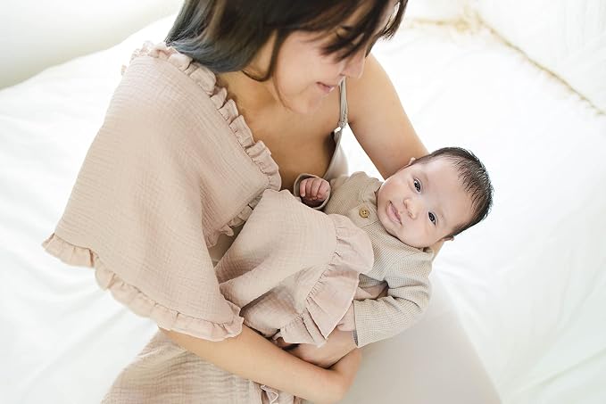 Leyl&Ari Toddler Blanket and Lovey Set | 100% Organic Cotton | Ruffled Blanket (Desert Sand)