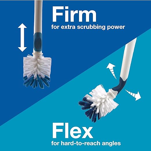 Unger 16??Flexible Glass and Bottle Scrub Brush, Extra-Long, Non-Scratch Cleaning Scrubber for Water Bottles, Travel and Coffee Mugs, Pitchers, Vases, Decanters, Glassware