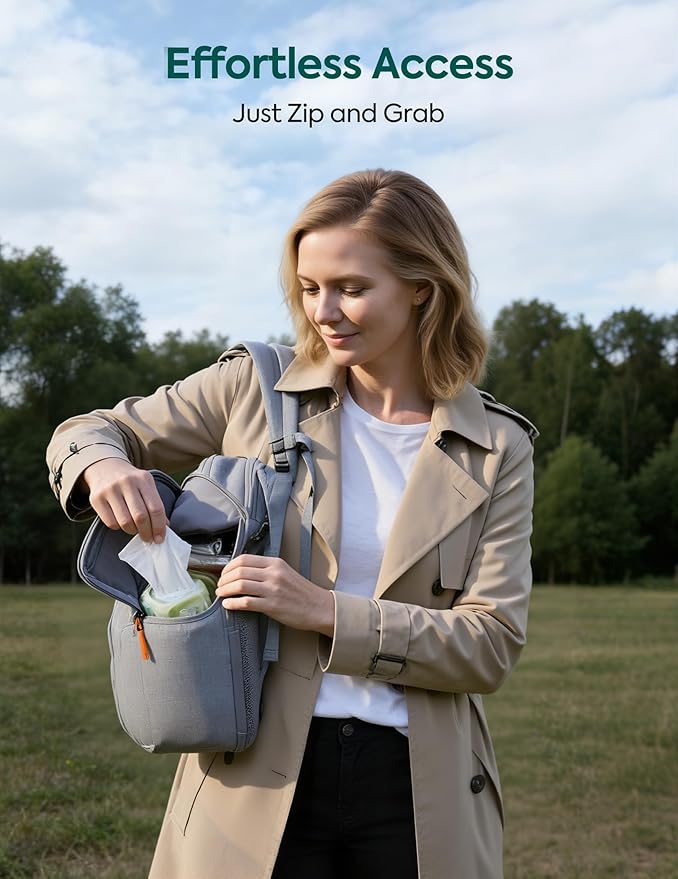 Babelio Grid Wizard Diaper Bag Backpack - Multi Function Waterproof Diaper Bag, Travel Essentials Baby Bag with Insulated Bottle Holders, Baby Shower Gifts, Grey