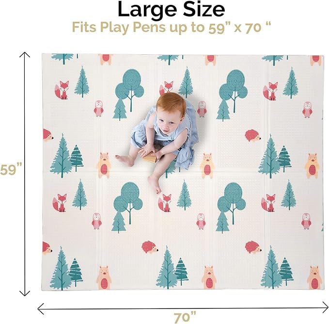 JumpOff Jo Foldable Foam Play Mat ??Large Waterproof Baby & Toddler Activity Floor Mat, Double-Sided 70 x 59 Inch Play Surface