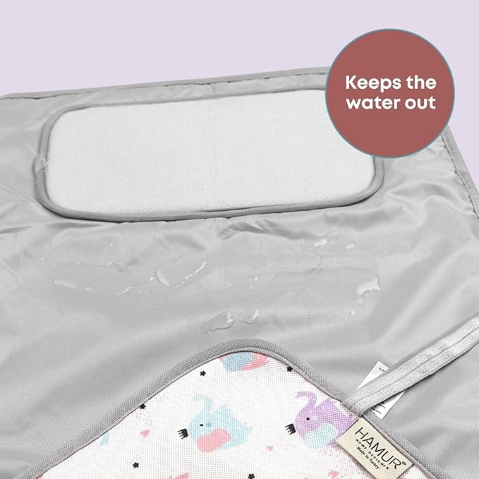 Hamur Home Portable Changing Pad ??Waterproof, Washable & Easy Wipe Clean, Foldable Travel Baby Changing Mat for Diaper Bag, Compact & Lightweight, Must-Have for Newborns (Elephant Pattern)