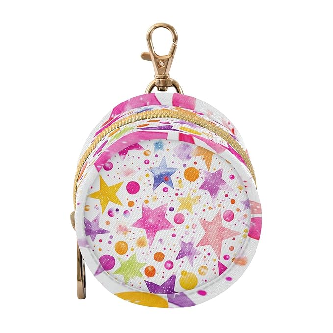 Pacifier Holder with Clip Pacifier Case for Diaper Bag Round Baby Pacifier Pouch Box Bag Portable Watercolor Stars and Dots