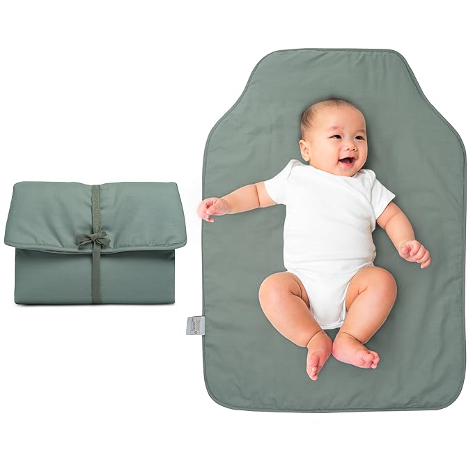 Natemia Portable Diaper Changing Pad - Rollable, Portable Changing Pad for Diaper Bag & Travel - Oeko-TEX Cotton Exterior - Foldable Baby Changing Mat - Machine Washable - Baby Essentials (Lily Pad)