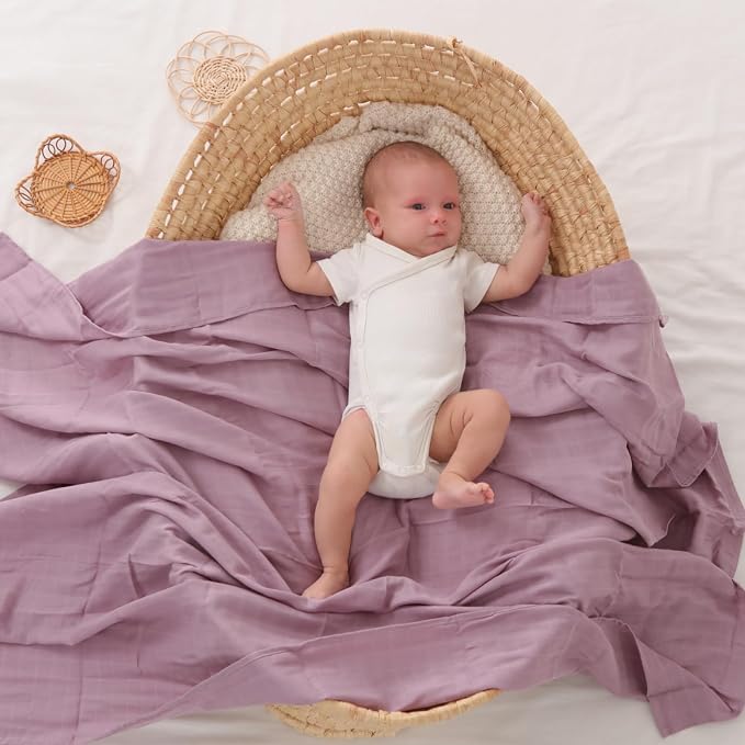 insular Muslin Swaddle Blanket (Red&Purple)