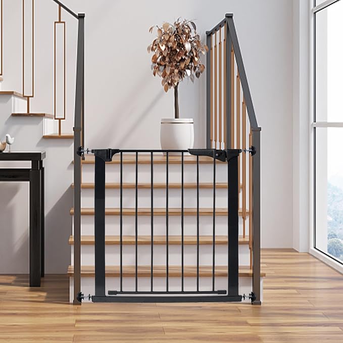 Baby Gate Banister Adapter Kit (2 Pack) Universal Hardware for Pressure Mounted Dog Gate for Stairs Banister to Wall Baby Gate Hardware Stair Gate, Black