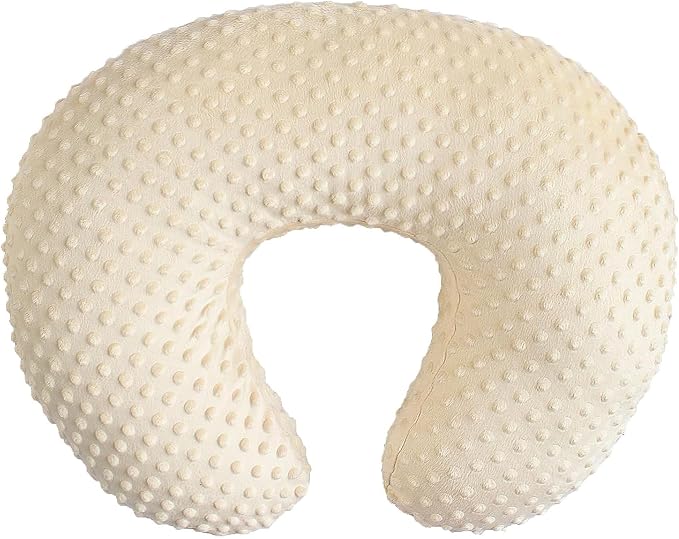 Minky Nursing Pillow Cover Breast Feeding Pillow Cover Slipcover U Shape for Baby Boy Girl,Cover Only(LightBeige)