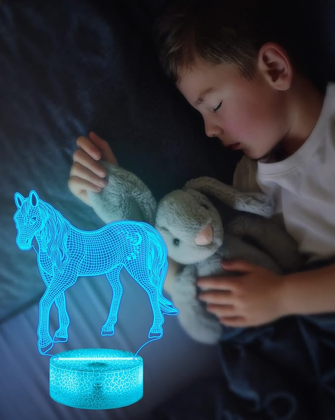 Attivolife Horse Night Light, Animal 3D Illusion Night Lamp 16 Color Changing with Remote Control Timer, Room Decor Best Birthday Gifts for Horse Lover Girls Women Teen
