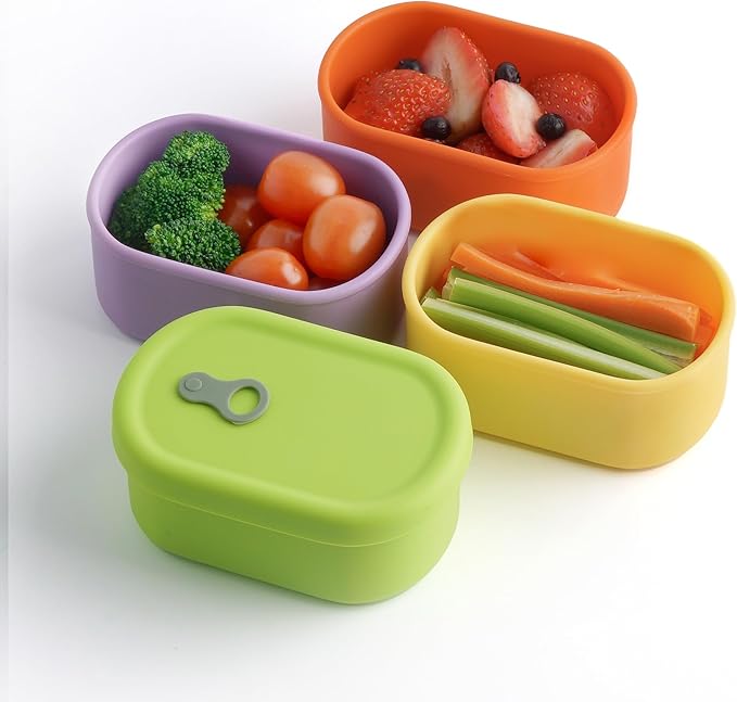 Premium Korean-Made Silicone Airtight Food Container with Steam Vent ??BPA Free, Leakproof, Microwave & Freezer Safe Meal Prep. & Leftovers Storage (4p Multi-Color Set, 12 floz (350ml))