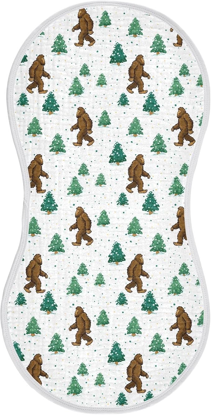 Muslin Baby Burp Cloths Set of 1, Soft Bigfoot Sasquatch Absorbent Muslin Washcloths, Bibs, Face Towel for Newborn Boys Girls, 22 x 11 Inch