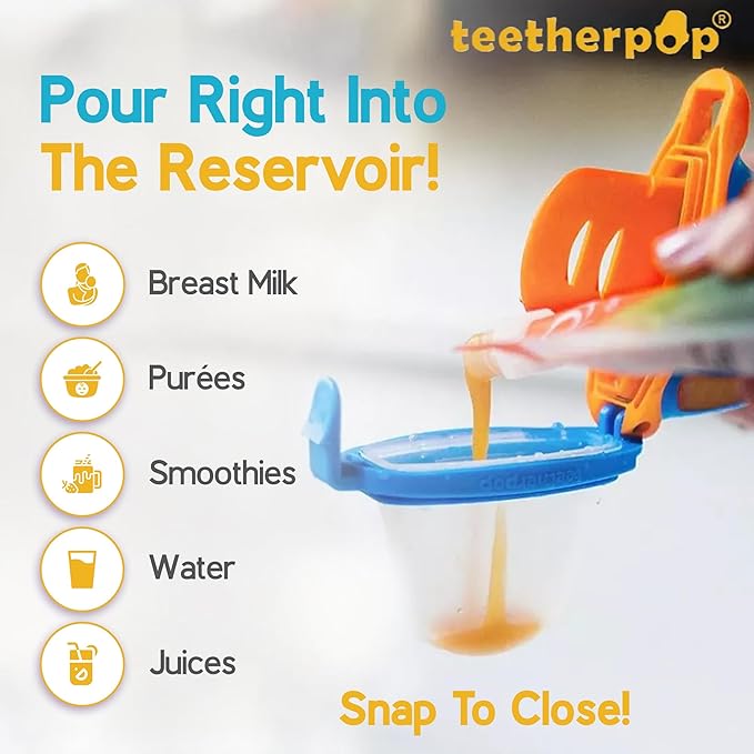 Teetherpop Fillable Freezable Teethers for Babies - Breastmilk Teether with Spill-Proof Sippy Slits ??Teething Popsicle for Baby, Liquids & Purées, Cooling Teething Relief Feeder Pacifier - Fuchsia
