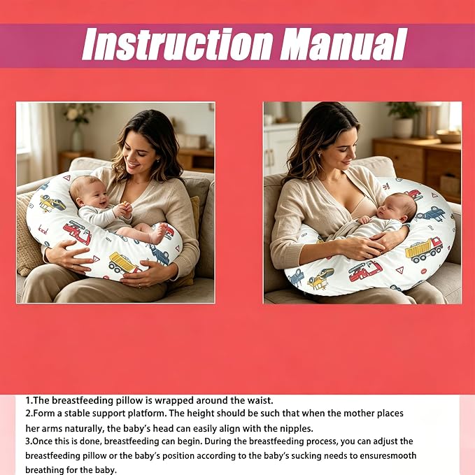 Nursing Pillow Breastfeeding Pillow Removable cover Machine washable | Conforming to ergonomic design. Detachable cover. Machine washable. Breathable fabric.Arm fatigue free Soft supportive fill