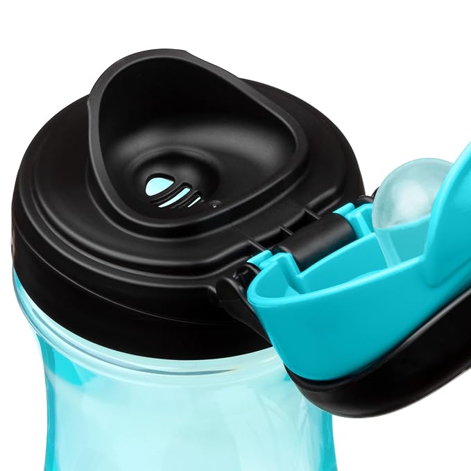 Chicco My Tumbler Toddler Sippy Cup for 2+ Years, 12oz Spill-Proof when Closed Water Bottle with Free-Flow Spout, Flip-Up Carry Handle, Easy Grip, BPA Free, Teal