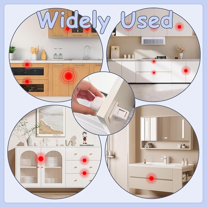 16-Pack Baby Proofing Magnetic Cabinets Locks, Childproof Safety Locks Cupboard Baby Locks Latches to Cabinets & Drawers for Home Kitchen Bathroom - 16 Locks & 2 Keys