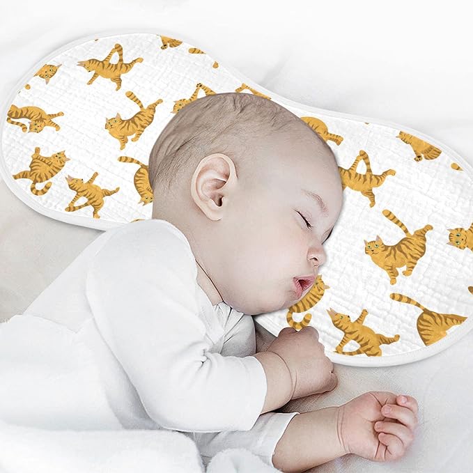 Yoga Tabby Cat Muslin Burp Cloths for Baby 2 Pack Soft 100% Cotton Super Absorbent Baby Washcloths Bibs for Boy Girl