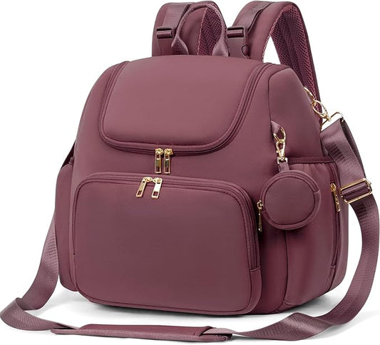 CEI-CEI Neoprene Diaper Bag Backpack Stylish Baby Maternity Bags Travel Tote for Mom with Insulated Pockets, Changing Pad, Stowable Shoulder Strap