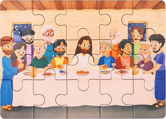Bible Puzzles for Kids Ages 4-6 | 4-in-1 Puzzle in Box (15 pcs Each) | Christian Gifts for Kids | Christian Puzzles for Toddlers for Grandkids (New Testament B)