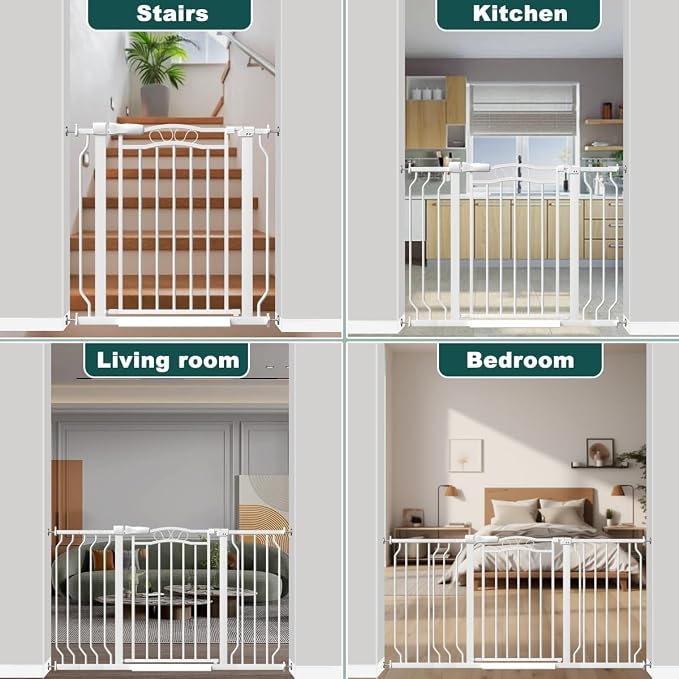Fairy Baby 29.5"-53.0" Extra Wide Baby Gate for Doorway Pressure Mounted | Sturdy Metal Safety Child Gate for Stairs, No Drill Auto Close Dog Pets Gate for Walk Thru, Garden Arched Décor Elegance Gate