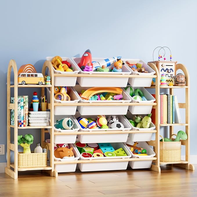 Kids Toy Storage Organizer - Toy Organizers and Storage with 6 Shelves and 12 Bins,Kids Toy Organizer for Playroom, Bedroom, Nursery, 53 Inches Wide