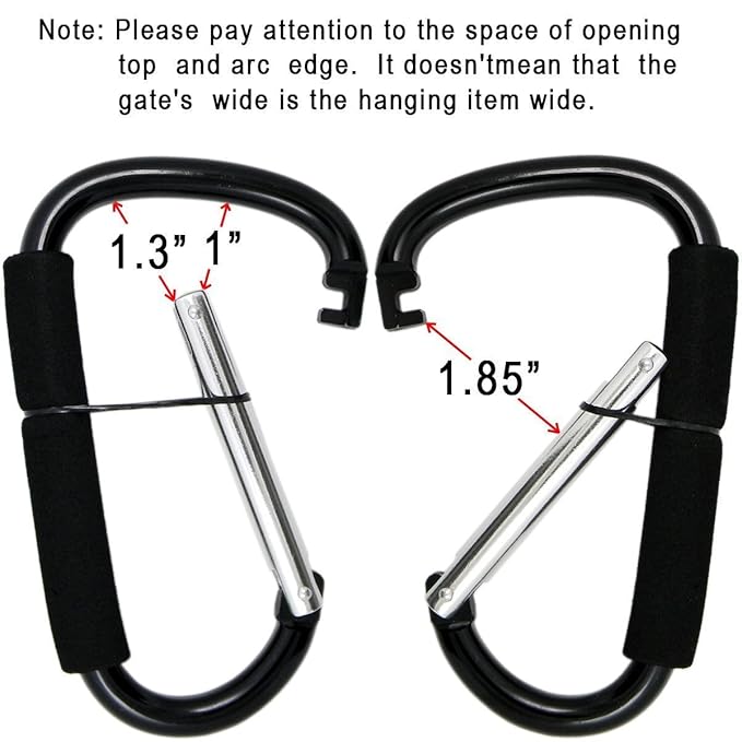 Stroller Hooks by Baby,2 pcs Carabiner Stroller Hook Organizer for Hanging Purses, Diaper Bag, Shopping Bags. Clip Fits Single/Twin Travel Systems, Car Seats and Joggers (Blue)