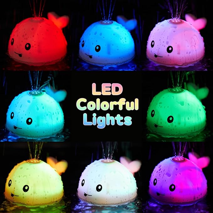 Gigilli Baby Bath Toys, Bath Toys for Kids Ages 1-3, 1 2 3 Year Boy Girl, Pool Water Toy Baby 6-12-18 Months, Light Up Whale Bath Toy Sprinkler Toddler Birthday Bathtub Fountain Pool Water Toy