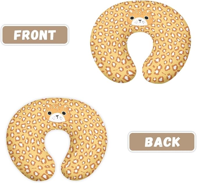 Cat Leopard Bottlefeeding Pillow Detachable Newborn Original Breastfeeding Slipcover Case and Positioner U-Shaped Head Support Protector Cushion Essential with Hidden Zipper Easy to Use