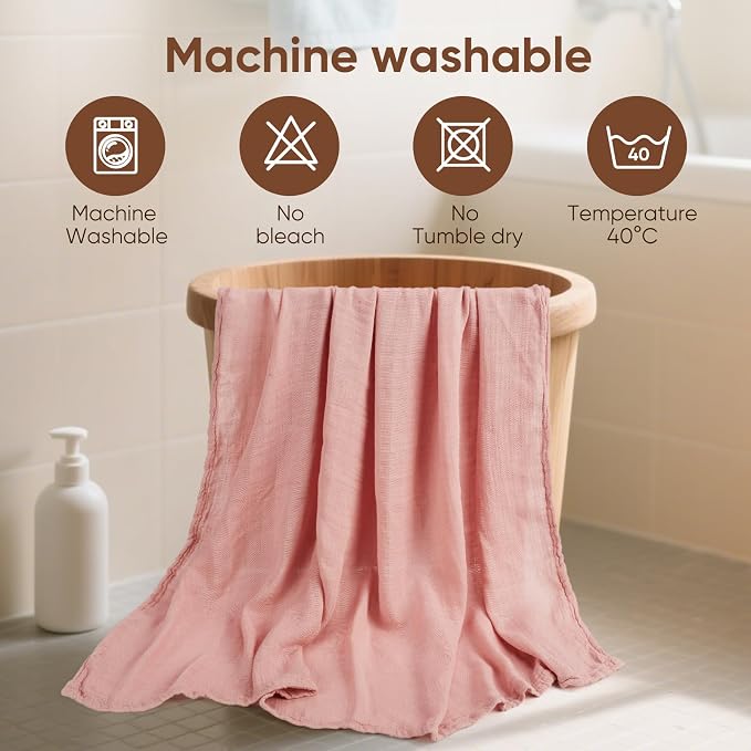 MIGIOL swaddles for Newborns Muslin Swaddle Blankets Baby Essentials for Newborn 47 X 47inches 3 Packs Receiving Blankets (Pink & Coffee 3 Pieces)