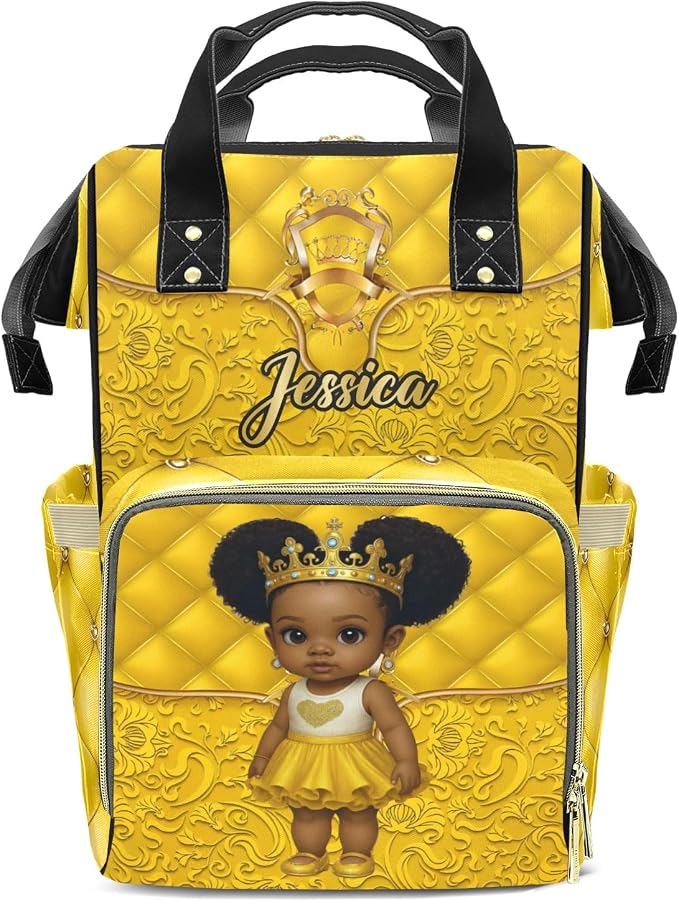 Custom Diaper Bag with Name Personalized Multifunctional Mommy Backpack for Shoulders Outdoor Backpack for Newborn Baby Crown-Thermal Pockets Nursing Bags