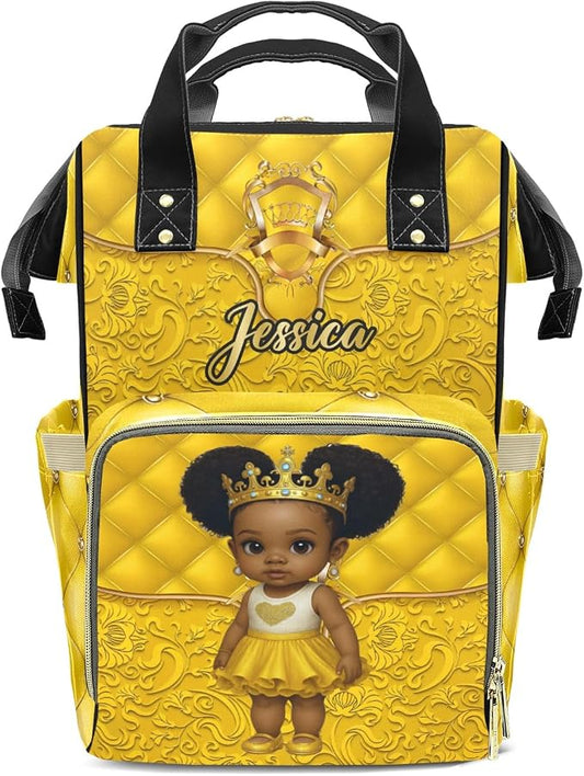 Custom Diaper Bag with Name Personalized Multifunctional Mommy Backpack for Shoulders Outdoor Backpack for Newborn Baby Crown-Thermal Pockets Nursing Bags