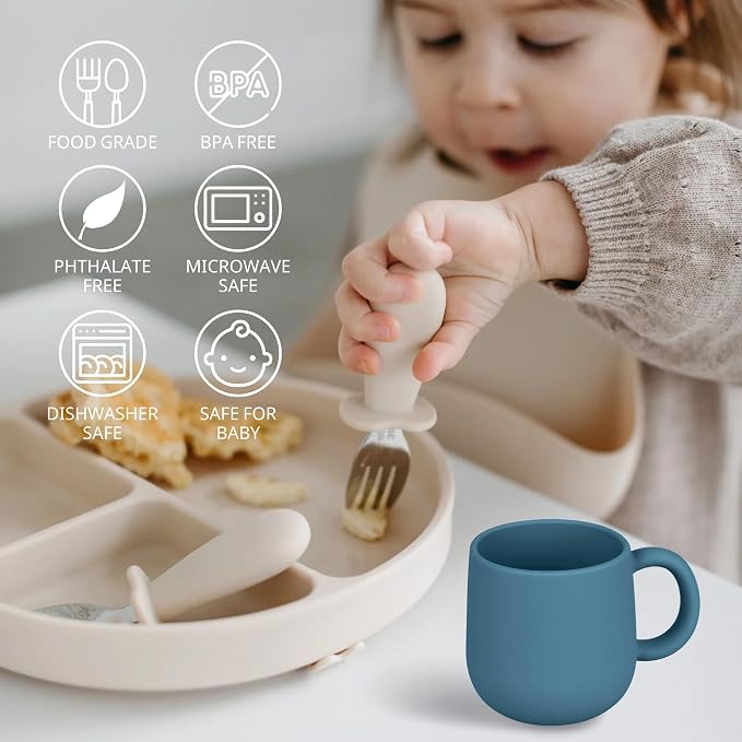 Pack of 2 Silicone Drinking Mug Cup for Toddler Kids and Children (Color 2)