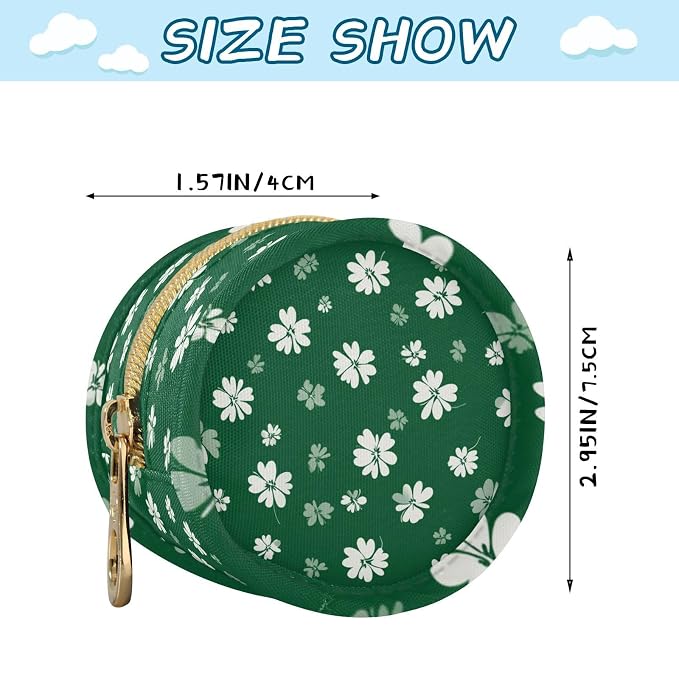 Pacifier Holder with Clip Pacifier Case for Diaper Bag Round Baby Pacifier Pouch Box Bag Portable Cute Deep Green Clover