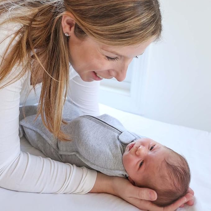 Woombie Original Baby Swaddling Blanket - Soothing, Cotton Baby Swaddle - Wearable Baby Blanket, Organic Cream, 14-19 lbs