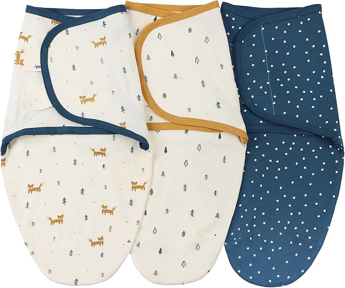 insular Baby Swaddle Wrap, Swaddle Blanket for Newborn and Infant, Adjustable Velcro Swaddling Set for Boy and Girl, Soft Cotton Baby Sleep Sack 3 Pack, Fox, Small(0-3 Month)