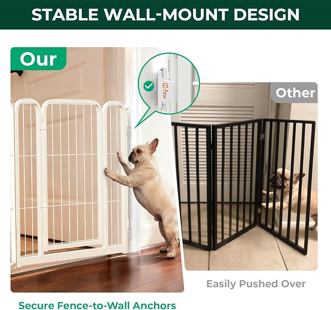FXW Dog Gate Extra Wide Designed for Indoor Use, Adjustable Width Up to 46-inch Wide (24" H 2 Wire Panels for Puppies and Small Dogs), White